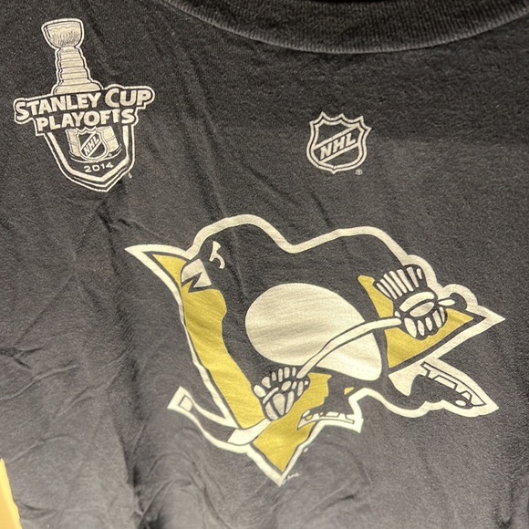 NHL Reebok Mens Penguins Stanley Cup Playoffs 2014 Malkin 71 Jersey Tee - Picture 2 of 5